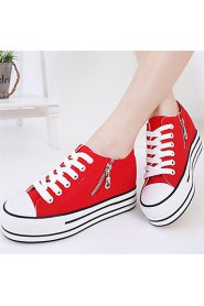 Women's Shoes Flat Heel Round Toe Fashion Sneakers Casual Black/Blue/Red/White