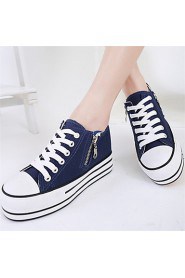 Women's Shoes Flat Heel Round Toe Fashion Sneakers Casual Black/Blue/Red/White