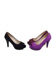 Women's Shoes Cone Heel Peep Toe Pumps/Heels Office & Career/Dress Black/Purple/Burgundy