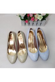 Women's Shoes Glitter Kitten Heel Heels Pumps/Heels Wedding/Outdoor/Dress/Casual Silver/Gold