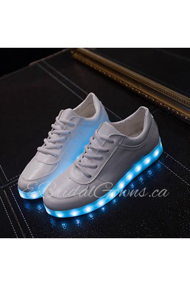 Women's Shoes Leatherette Flat Heel Round Toe Fashion Sneakers Outdoor / Casual / Athletic White