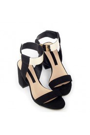 Women's Shoes Synthetic / Fleece Chunky Heel Heels Sandals / Heels Party & Evening / Dress / Casual Black