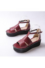 Women's Shoes Platform Platform / T-Strap / Creepers Sandals Outdoor / Dress / Casual Black / Red / White