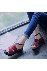 Women's Shoes Platform Platform / T-Strap / Creepers Sandals Outdoor / Dress / Casual Black / Red / White