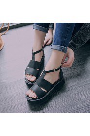 Women's Shoes Platform Platform / T-Strap / Creepers Sandals Outdoor / Dress / Casual Black / Red / White