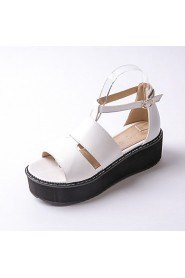 Women's Shoes Platform Platform / T-Strap / Creepers Sandals Outdoor / Dress / Casual Black / Red / White