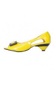 Women's Shoes Patent Leather Low Heel Peep Toe Pumps/Heels Dress Black/Blue/Yellow/Green/Pink/White