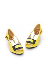 Women's Shoes Patent Leather Low Heel Peep Toe Pumps/Heels Dress Black/Blue/Yellow/Green/Pink/White