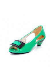 Women's Shoes Patent Leather Low Heel Peep Toe Pumps/Heels Dress Black/Blue/Yellow/Green/Pink/White