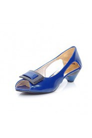 Women's Shoes Patent Leather Low Heel Peep Toe Pumps/Heels Dress Black/Blue/Yellow/Green/Pink/White