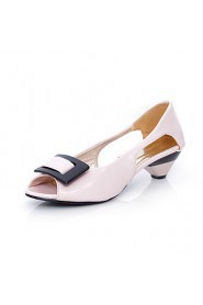 Women's Shoes Patent Leather Low Heel Peep Toe Pumps/Heels Dress Black/Blue/Yellow/Green/Pink/White