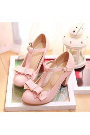 Women's Shoes Leatherette Chunky Heel Heels / Round Toe Heels Office & Career / Dress / Casual Black / Green / Pink