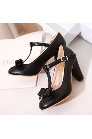 Women's Shoes Leatherette Chunky Heel Heels / Round Toe Heels Office & Career / Dress / Casual Black / Green / Pink