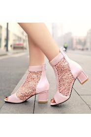 Women's Shoes Heel Heels / Peep Toe Sandals / Heels Outdoor / Dress / Casual Black / Blue / Pink / Beige