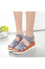 Women's Shoes Leatherette Wedge Heel Wedges / Heels Sandals Outdoor / Casual Black / Red / White / Gray