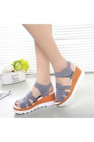 Women's Shoes Leatherette Wedge Heel Wedges / Heels Sandals Outdoor / Casual Black / Red / White / Gray