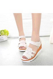 Women's Shoes Leatherette Wedge Heel Wedges / Heels Sandals Outdoor / Casual Black / Red / White / Gray