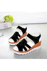 Women's Shoes Leatherette Wedge Heel Wedges / Heels Sandals Outdoor / Casual Black / Red / White / Gray