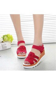 Women's Shoes Leatherette Wedge Heel Wedges / Heels Sandals Outdoor / Casual Black / Red / White / Gray