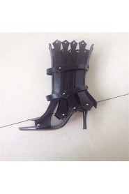 Women's Shoes Leatherette Stiletto Heel Heels / Peep Toe Sandals / Heels Party & Evening / Dress / Casual Black / White