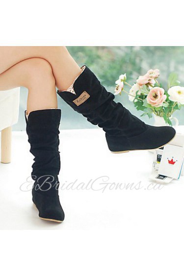 Women's Shoes Flat Heel Round Toe All Match Boots Casual Black / Brown / Yellow