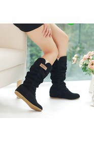 Women's Shoes Flat Heel Round Toe All Match Boots Casual Black / Brown / Yellow