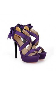 Women's Shoes Satin Stiletto Heel Heels / Platform Sandals Party & Evening / Dress / Casual Black / Purple