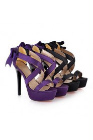 Women's Shoes Satin Stiletto Heel Heels / Platform Sandals Party & Evening / Dress / Casual Black / Purple