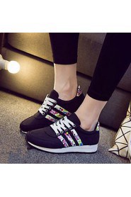 Women's Shoes Fabric Floral Low Heel Comfort Fashion All Match Flange Sneakers Outdoor / Casual