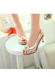 Women's Shoes Heel Heels / Peep Toe Sandals / Heels Outdoor / Dress / Casual Black / Silver / Gold