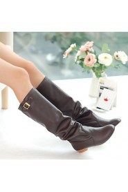 Women's Shoes Low Heel Slouch/Round Toe Boots Dress/Casual Black/Brown/Pink/White