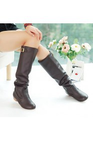 Women's Shoes Low Heel Slouch/Round Toe Boots Dress/Casual Black/Brown/Pink/White