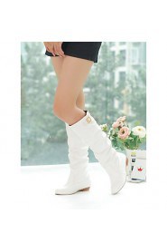 Women's Shoes Low Heel Slouch/Round Toe Boots Dress/Casual Black/Brown/Pink/White