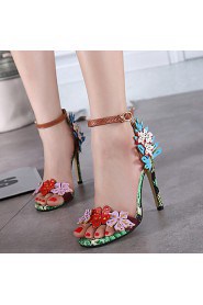 Women's Shoes Leatherette Stiletto Heel Open Toe Sandals Party & Evening / Dress Multi-color