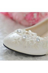 Women's Shoes Leather Chunky Heel Heels/Pointed Toe Pumps/Heels Wedding/Party & Evening White