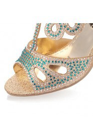 Sparkling Glitter Women's Kitten Heel Slide Slippers with Rhinestone Shoes(More Colors)