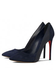 Women's Shoes Fleece Stiletto Heel Heels / Pointed Toe Heels Party & Evening / Dress / Casual Black / Blue / Red