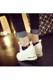 Women's Shoes Leatherette Wedge Heel Wedges / Comfort Fashion Sneakers Outdoor / Casual Black / White