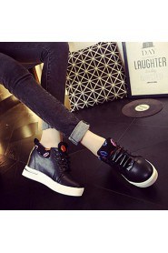 Women's Shoes Leatherette Wedge Heel Wedges / Comfort Fashion Sneakers Outdoor / Casual Black / White