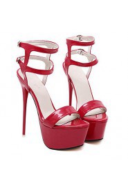 Women's Shoes Patent Leather Stiletto Heel Open Toe Sandals Party & Evening / Dress Black / Red / White