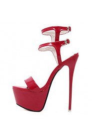 Women's Shoes Patent Leather Stiletto Heel Open Toe Sandals Party & Evening / Dress Black / Red / White