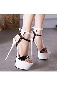 Women's Shoes Patent Leather Stiletto Heel Open Toe Sandals Party & Evening / Dress Black / Red / White