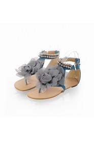 Women's Shoes Leatherette Flat Heel Comfort Sandals Outdoor / Dress / Casual Blue / Pink / Beige