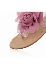 Women's Shoes Leatherette Flat Heel Comfort Sandals Outdoor / Dress / Casual Blue / Pink / Beige