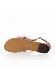 Women's Shoes Leatherette Flat Heel Comfort Sandals Outdoor / Dress / Casual Blue / Pink / Beige