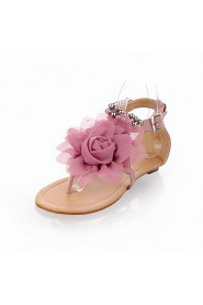 Women's Shoes Leatherette Flat Heel Comfort Sandals Outdoor / Dress / Casual Blue / Pink / Beige