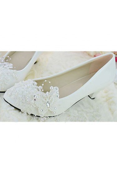 Women's Shoes Leather Flat Heel Pointed Toe Pumps/Heels/Flats Wedding/Party & Evening White