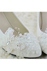 Women's Shoes Leather Flat Heel Pointed Toe Pumps/Heels/Flats Wedding/Party & Evening White