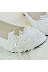 Women's Shoes Leather Flat Heel Pointed Toe Pumps/Heels/Flats Wedding/Party & Evening White