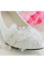 Women's Shoes Leather Flat Heel Pointed Toe Pumps/Heels/Flats Wedding/Party & Evening White